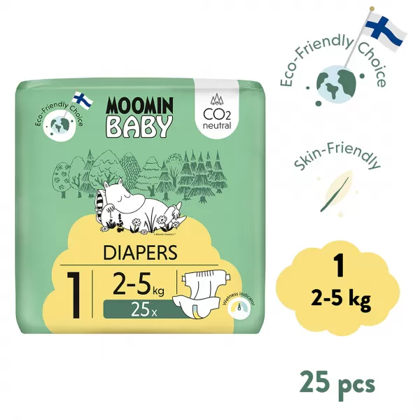 Moomin Baby 1 Newborn 2–5 kg (25 ks), eko pleny
