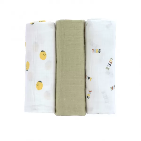 Lässig Swaddle Burp blanket 85x85 Happy Fruits