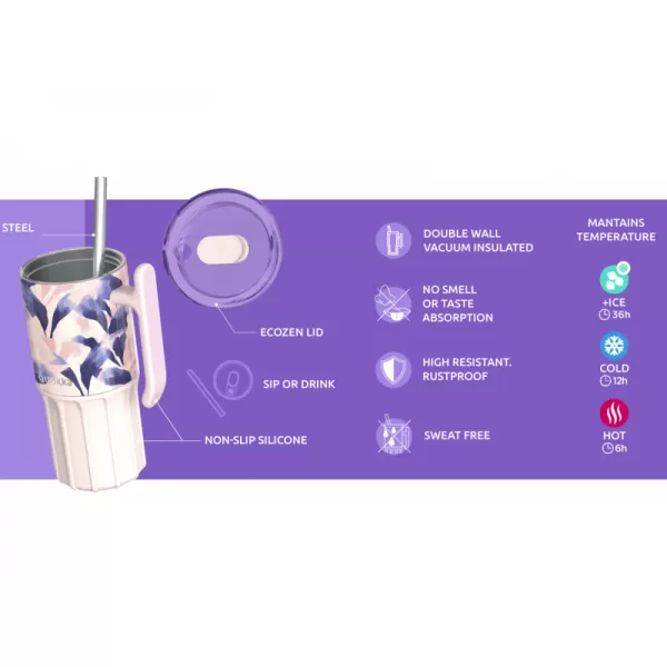 Quokka Nerezový termohrnek s brčkem Umi 720 ml