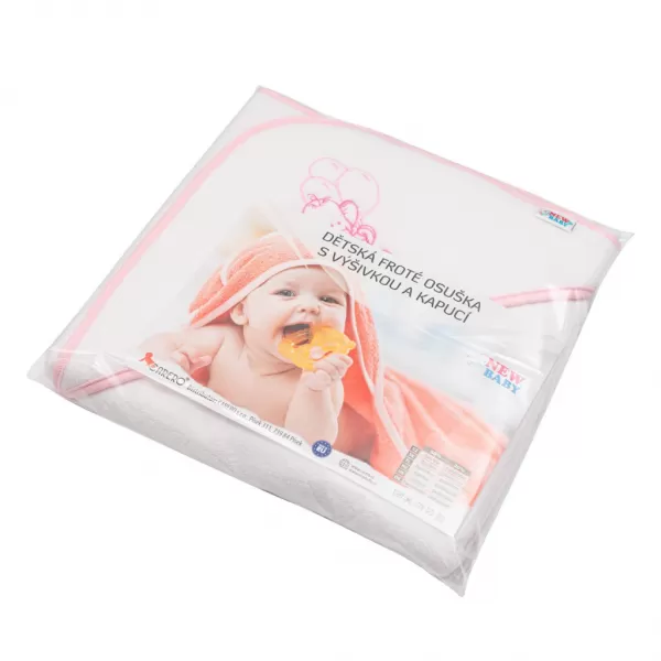 New Baby Dětská froté osuška s výšivkou a kapucí 80x80 bílá sloník