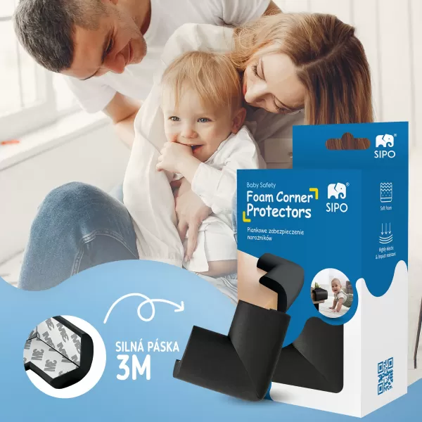 Sipo Ochrana rohů a hran, pěnová, sada 4 ks, ČERNÁ