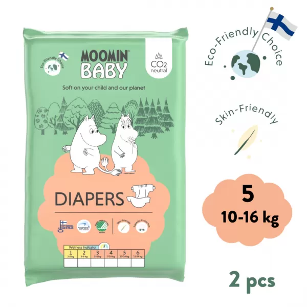 Moomin Baby 5 Maxi+ 10–16 kg (2 ks), eko pleny