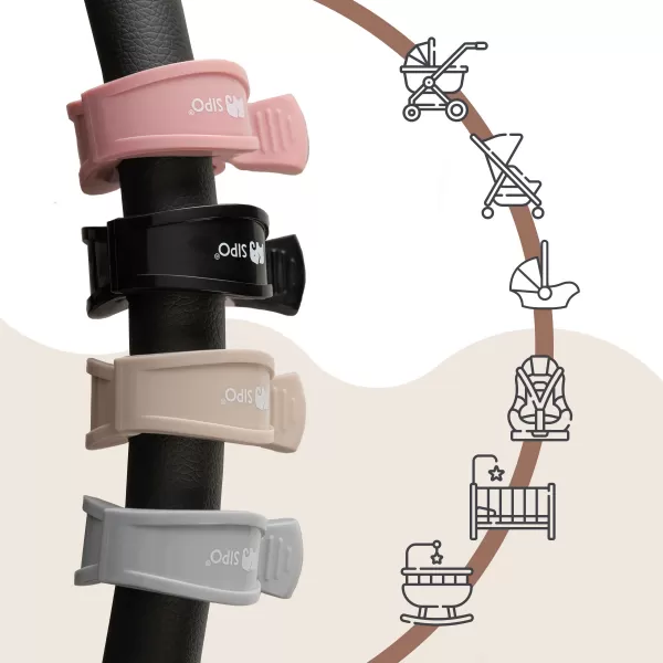 Sipo Klipy na kočárek, 2ks, multifunkční, černá