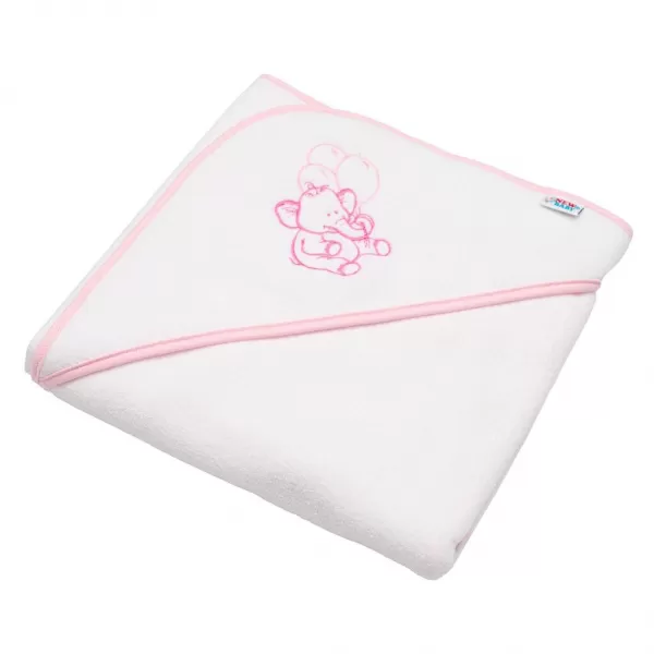 New Baby Dětská froté osuška s výšivkou a kapucí 80x80 bílá sloník