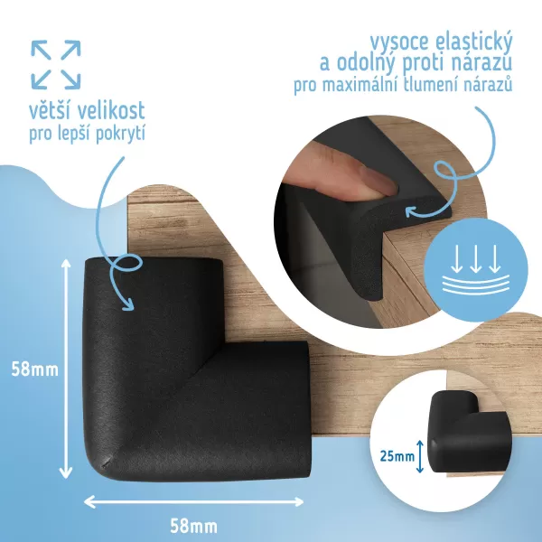 Sipo Ochrana rohů a hran, pěnová, sada 4 ks, ČERNÁ