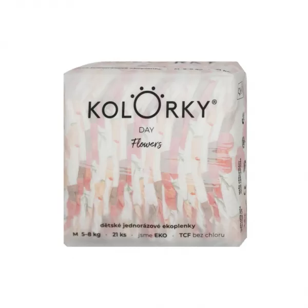 KOLORKY DAY Pleny jednorázové eko, květiny M (5-8 kg) 21 ks