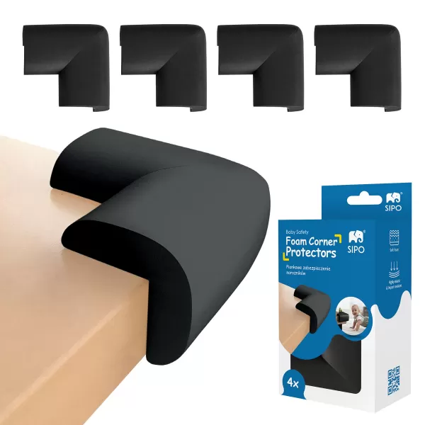 Sipo Ochrana rohů a hran, pěnová, sada 4 ks, ČERNÁ
