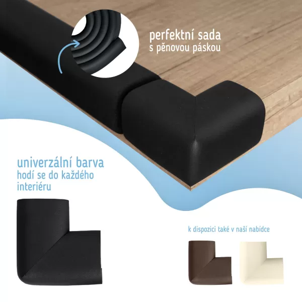 Sipo Ochrana rohů a hran, pěnová, sada 4 ks, ČERNÁ
