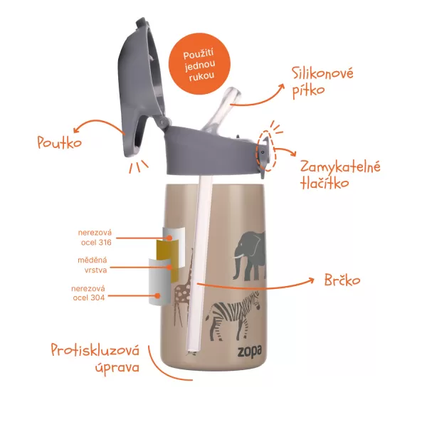 Zopa Termoska na pití s pítkem 400 ml