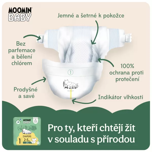 Moomin Baby 1 Newborn 2–5 kg (25 ks), eko pleny