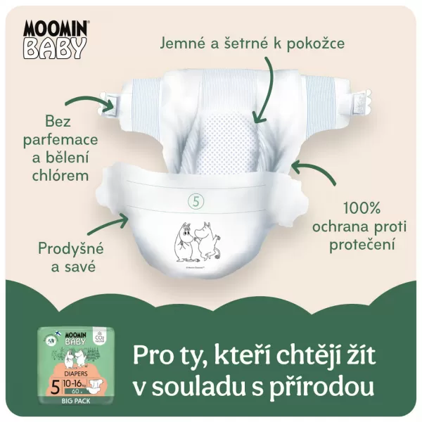Moomin Baby 5 Maxi+ 10–16 kg (2 ks), eko pleny