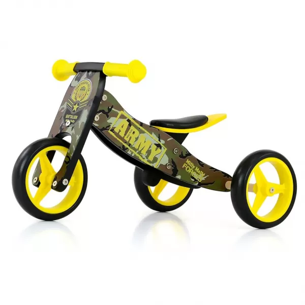 Milly Mally Dětské multifunkční odrážedlo kolo 2v1 JAKE Army