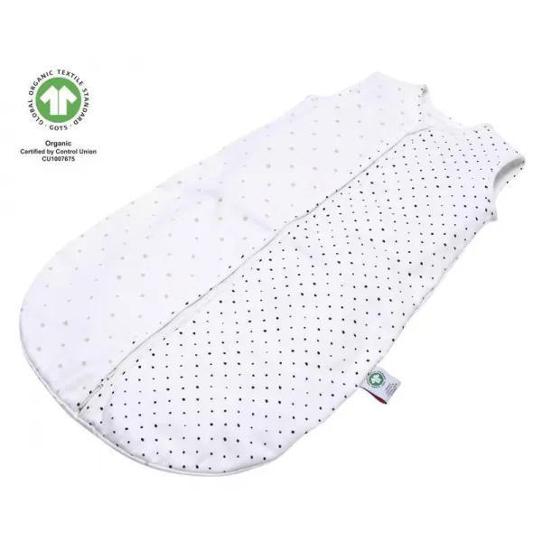MOTHERHOOD Pytel na spaní mušelínový BIO Pink and Black Dots 6-18 m 0,5 tog