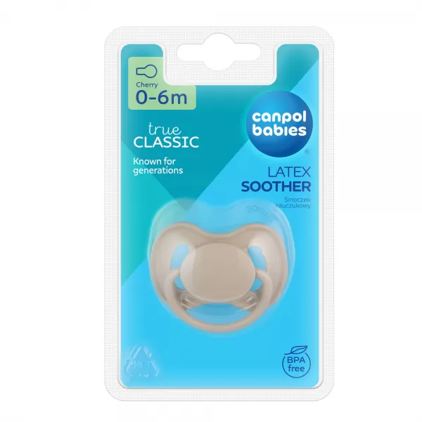 CANPOL BABIES Dudlík kaučukový s kulatou špičkou špičkou Nude 0-6m béžový