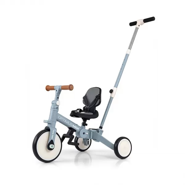 Milly Mally Dětská tříkolka 5v1 Optimus Max s vodící tyčí denim