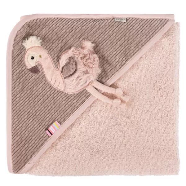 Baby Fehn Ručník s kapucí plameňák, Pink