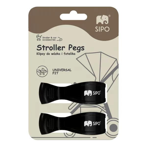 Sipo Klipy na kočárek, 2ks, multifunkční, černá