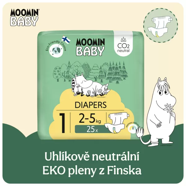 Moomin Baby 1 Newborn 2–5 kg (25 ks), eko pleny