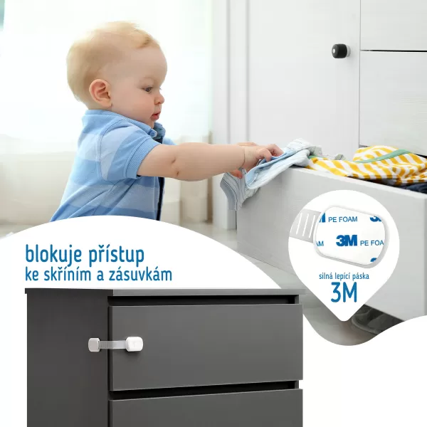 Sipo Bezpečnostní zámky víceúčelové pro skříňky a zásuvky, nastavitelné, sada 6 ks