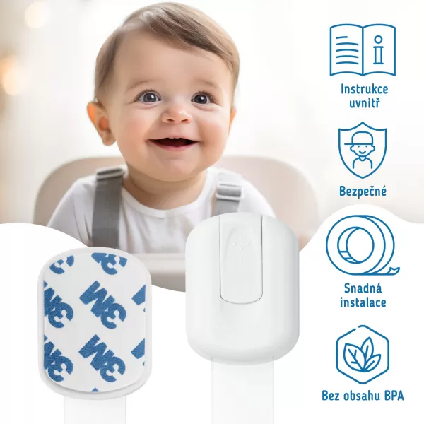 Sipo Bezpečnostní zámky víceúčelové pro skříňky a zásuvky, nastavitelné, sada 6 ks