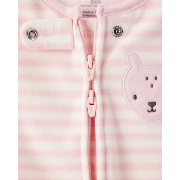 CARTER'S Overal na zip fleece Sleep & Play růžový Deer pocket dívka PRE/vel.46