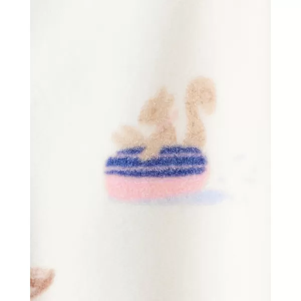 CARTER'S Overal na zip fleece Sleep & Play ivory Animal ski dívka NB/vel.56