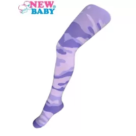 New Baby Bavlněné punčocháčky s maskáčovým vzorem světlo růžovo-fialové