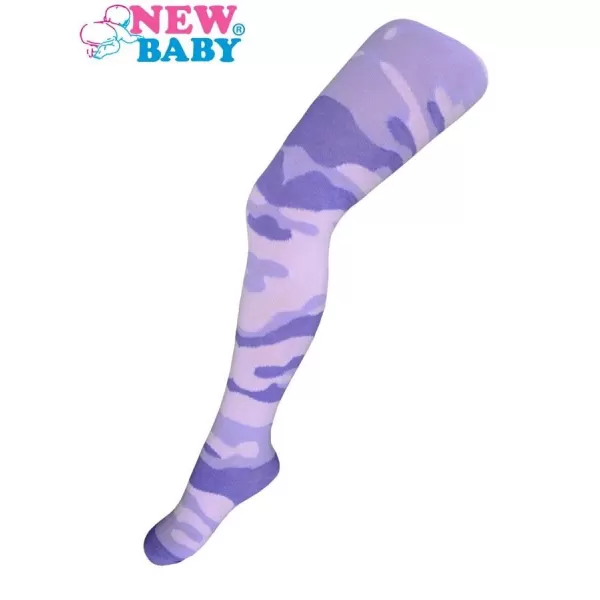 New Baby Bavlněné punčocháčky s maskáčovým vzorem světlo růžovo-fialové