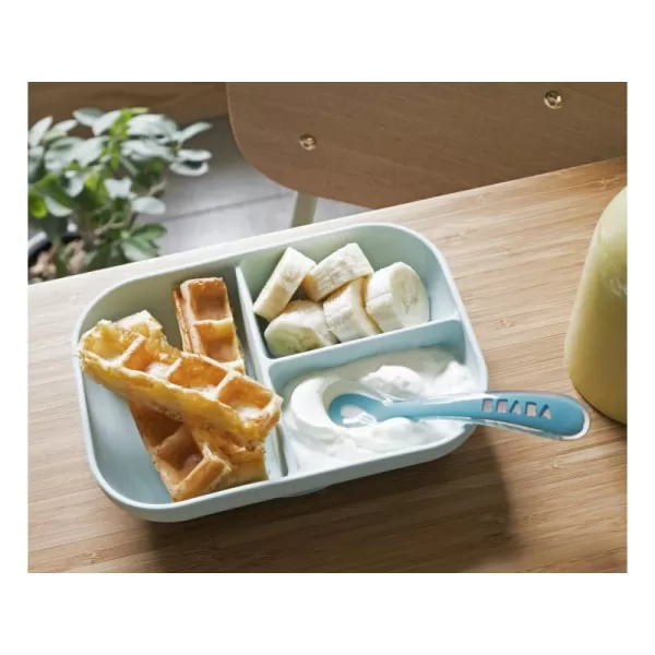 Beaba Talíř silikonový dělený s přísavkou + lžička