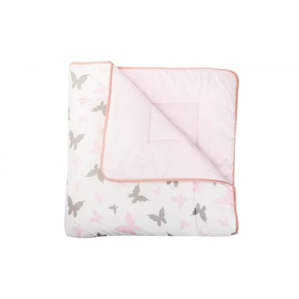 Bomimi HRACÍ deka 120x120, bavlna, oboustranná motýlci, růžová