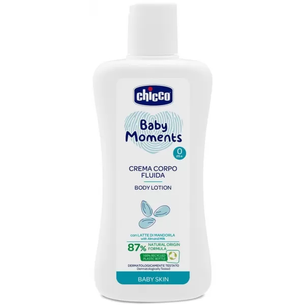 CHICCO Mléko tělové Baby Moments 87 % přírodních složek 200 ml